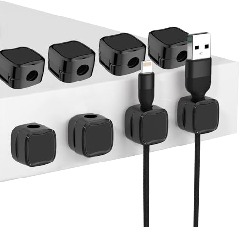 MHDUYEG Kabelhalter 8 Stück Kabelhalter Selbstklebend Kabelklemmen Kabelclips Selbstklebend Kabelmanagement Kabel Organizer Cable Management Kabelclips Kabelklemmen Selbstklebend (Schwarz)