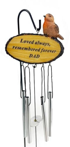 Angraves Dad Sadly Missed Robin Bird Graveside Memorial Wind Chime Loved Always Remembered Forever Plaque