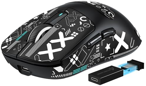VGN GAME POWER ATTACK SHARK X3PRO 59g SUPERLIGHT Kabellose Gaming-Maus, 4K/8KHz Abfragerate, 26000DPI, PixArt PAW3395, 2.4G/BT5.0/Kabelgebunden, Griptape, Bis zu 200 Std.Akku, G502, PC/Xbox/PS,Schwarz