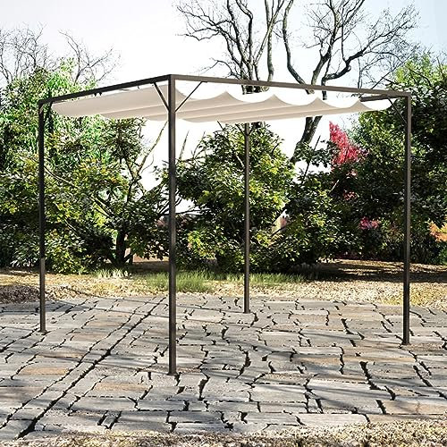 ShCuShan Gazebo da Giardino con Tettuccio Retrattile,Gazebo Pergola Con Telo Impermeabile Richiudibile E Struttura Rettangolare In Acciaio Inossidabile Ad Alta Densità, Per Arredo Giardino, Terrazzo e