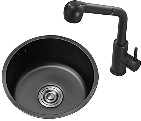 YOtat Fregadero De Cocina Fregadero Nano Negro Lavaplatos Fregadero Pequeño Bajo Encimera/Negro/32 * 32 Cm (Negro 35 * 35 Cm)
