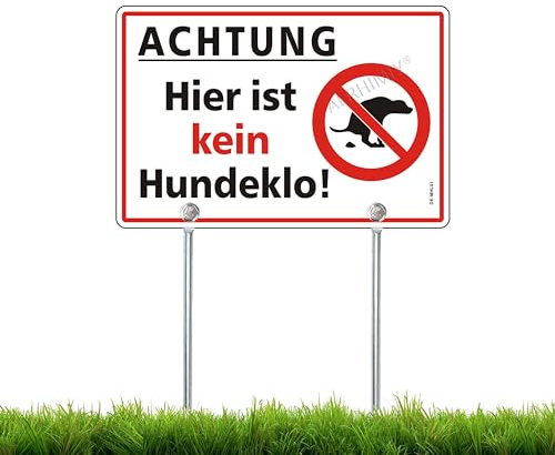 ACHTUNG Kein Hundeklo Schild Reflektierendes Aluminium 20 x 30cm mit 30cm Metallhalterung und Zubehör