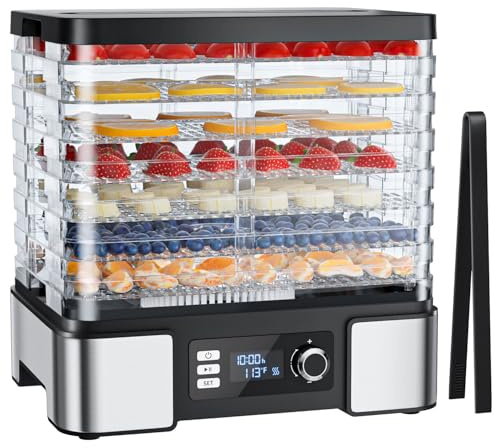 TINANA Food Dehydrator Machine Dryer for Jerky: Stainless Steel Dehydrater for Fruit Herb - Digital Food Drier for Meat Beef Dehydration
