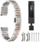 sourcing map Stainless Steel Watch Bands 22mm Double Pressing Butterfly Clasp Metal Solid Steel Chain Watch Strap Replacement Fits Smart Watch for Men Women, Silver Rose