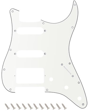 Banworks 3-lagiges Strat HSS Schlagbrett, 11-Loch E-Gitarren-Schlagbrett, SSH Schlagplatte für USA/Mexican Modern Style Standard Stratocaster ST JT/HB-02, Vintage Weiß