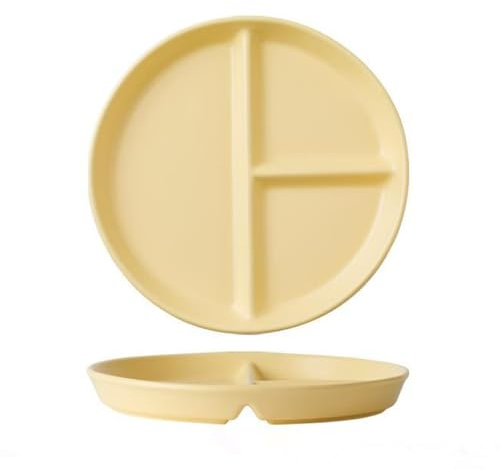 OnePine Porcelain Diet Dinner 3 Compartment Plate, 8 inch Ceramic Round Portion Control Plates, Divided Dinner Plates for Snack, Dessert, Steak and Salad