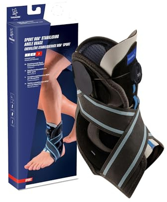 Thuasne Sport - Chevillère Stabilisatrice Boa - Chevillère Stabilisatrice Rigide - Entorse Sévère, Tendinopathie, Genou Instable - Indice de maintien 3/3 - Dispositif Médical CE - Bleu, S