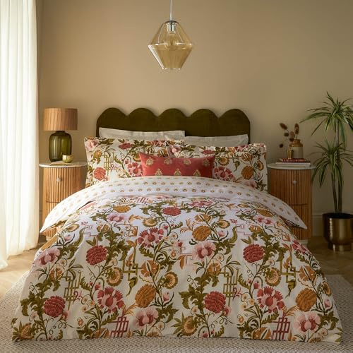 Paoletti Seventy Three Ishana Wendebettwäsche-Set mit Blumenmuster – Rotbraun – Doppelbett