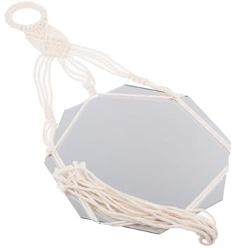 PRETYZOOM 1 Pc Espejo Tapiz Espejo De Tapicería para El Hogar Colgante De Pared para El Hogar Colgante De La e De Pared Hilo De Algodón Beige