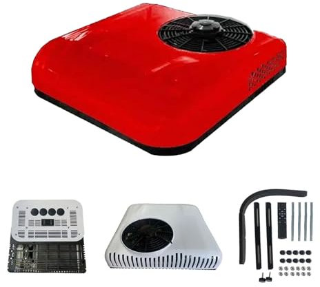 12V/24V Climatiseur Climatiseur Camping Et Caravane Car Portable, RV Climatiseur De Toit, Climatiseur Pour Véhicules De Loisirs, Pour Camping-Cars,Camping-Cars,Caravanes,Véhicules Agricoles,Rouge,24V
