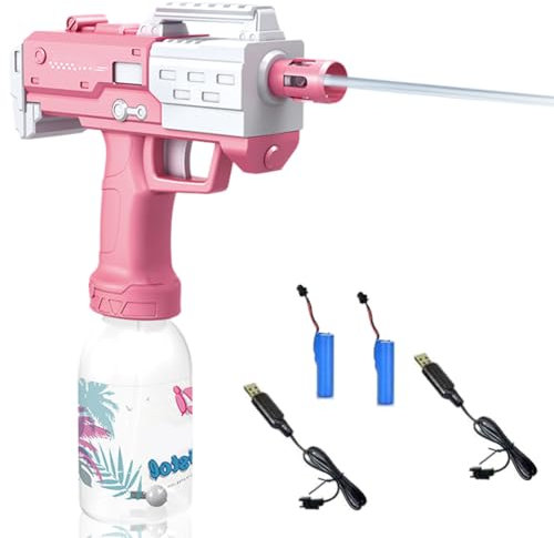 Wasserpistole Kinder, Elektrische Wasserspritzpistole mit Akku, Wasserspritze mit 8 m Reichweite, Spritzpistolen 300 ml, Spritzpistole Wasser für Erwachsen, Sommer, Strand (Rosa)