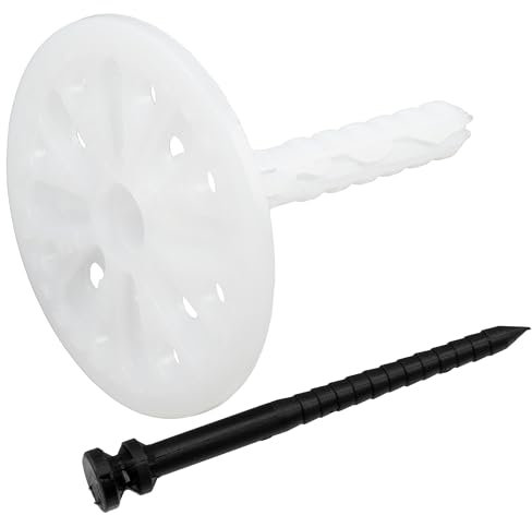 AERZETIX - Ensemble de 25 Chevilles d'isolation à Frapper Ø10x70 mm + 25 Clous 75 mm - en Nylon - Fixation de Panneaux Isolant Plaque Thermique polystyrène extrudé expansé