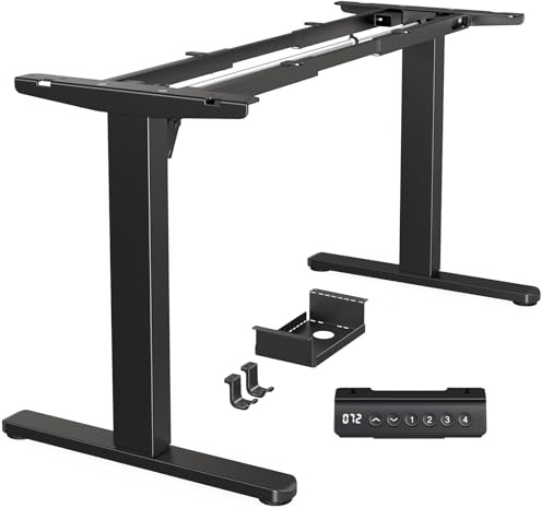 Marsail Electric Height-Adjustable Standing Desk Frame with Brushless Motor, 100kg Load Capacity Standing Desk Legs for Home & Office, Black Sit Stand Desk Frame