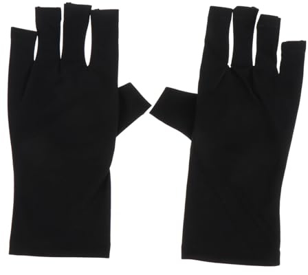 TOGEVAL UV Schutzhandschuhe aus Polyester 2 Stück für Nagelstudios Professioneller Schutz Fingerlose Handschuhe Hohe Elastizität und Verschleißfest bei Maniküre