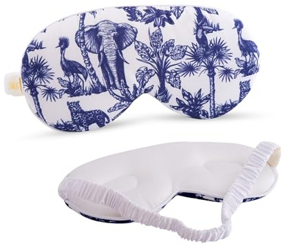 SMUG Cloud Padded Satin Sleep Masks | Skin & Hair Friendly | Improve Sleeping | Plush Eye Cushions for Women & Men | Elasticated Strap | Premium Comfort | Home & Travel | Elephant