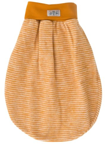 Lilano Wickelsack aus Schurwolle, Gestreift Orange, Pucksack für Babys, 80x90 cm, Wärmend (Curry/Natur)