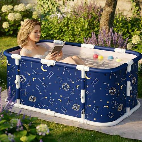 AYES Baignoire portable pliable pour glace/jacuzzi, grande baignoire portable pour la maison – Baignoire autoportante pour douche, baignoires de trempage, spa chaud et entraînement thérapeutique à