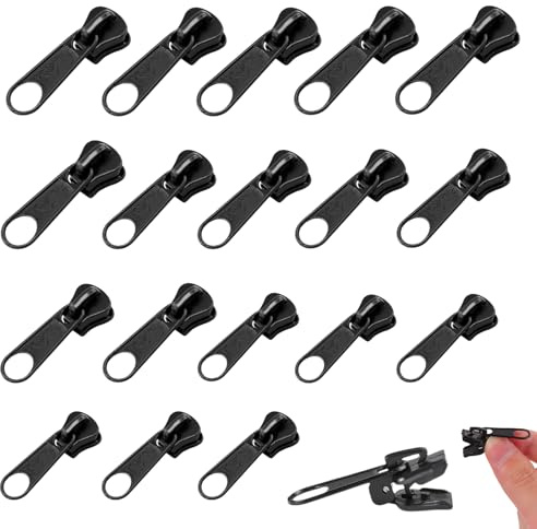 JanFebMar Zippers für Reißverschluss, Reissverschluss Zipper Ersatz, Schieber-Reißverschluss für Jacken,Tasche, Koffer, Langlebig und Robust, Schwarz (B)