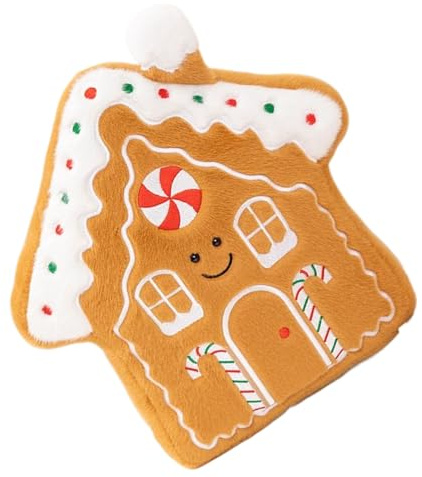 Qiaonan Weihnachtskissen, 34/36cm Lebkuchenmann-Plüschkissen, Dekoratives Lebkuchenhaus-Kissen, Winter-Schneeflocken-Förmiges Kissen Für Ferienparty Sofa Wohnzimmer Dekoration