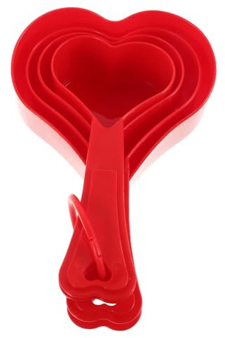Generic Baking Measuring Spoons Heart Shaped Measuring Cups Set 4 Sizes Sturdy Plastic Easy to Clean Cute Design for Coffee and Special Occasions