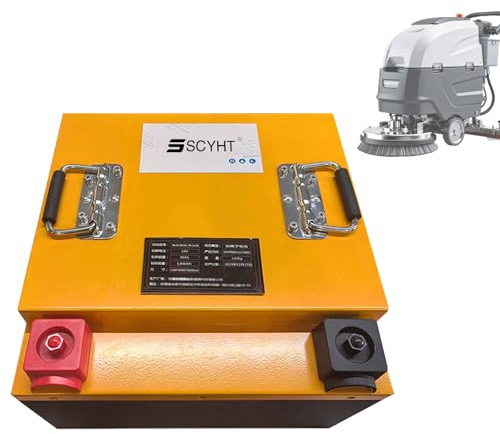 SSCYHT LiFePO4-Akku 25,6 V Lithium-Akku 100 Ah Akkus Scheuersaugmaschinen 100 Ah Ersatzakkus für Kehrmaschinen mit Griff und BMS für 250-W- bis 2560-W-Motoren