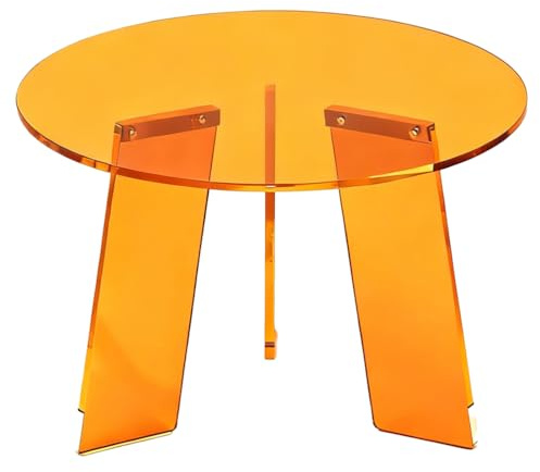 BTYQKZVPM Acryl-Beistelltisch, Runder Tisch aus Acryl, Mehrfarbig, for Wohnzimmer, Schlafzimmer, Büro(Orange)