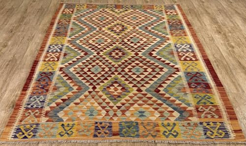 Rug Studios Teppich KELIM ORIGINAL | Farbe: Multi | Größe: 168 x 192 cm | Landhaus | Vintage | Modern | elegant | Wohnzimmer | Schlafzimmer | strapazierfähig und leicht zu reinigen