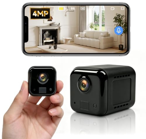 CEMANTA Mini Kamera Überwachungskamera Innen Akku 2,4 GHz/5 GHz WiFi Kamera überwachung innen mit 3000mAh Akku für Lange Laufzeit 2,5K Sicherheitskamera für Hunde und Katzen im Innenbereich