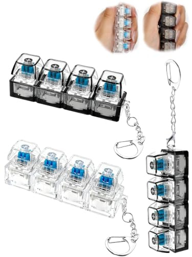 2 Stück Tastatur Fidget Toy, Fidget Tastatur mit 7 Farben Licht, Mechanische Tastatur Clicker Spielzeug zum Stressabbau, Tragbarer Fidget Schlüsselanhänger für Büro, Schule, Reisen (mischen)