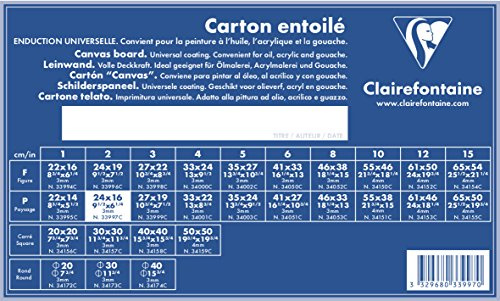 Clairefontaine 33997C Leinwand (3 mm, Querformat, 24 x 16 cm, ideal für Nasstechniken, praktisch und einfach zu verwenden) weiß