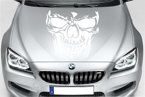wDesigns Autoaufkleber TOTENKOPF SKELETT SKULL Aufkleber Motorhaube Sticker Heckscheibe (mattweiß)