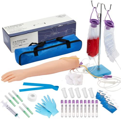 Kit de phlébotomie | IV, Ponction Veineuse, Bras de pratique de phlébotomie | Cadeaux parfaits pour étudiant en médecine et en sciences infirmières | (USAGE ÉDUCATIF UNIQUEMENT)