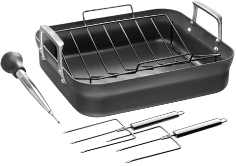 ZWILLING Motion Hard Anodized 16 x 14-inch Aluminum Nonstick Roaster Pan w/Rack & Tools