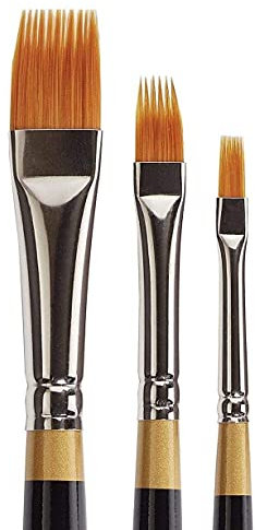 KINGART B-031 3 PC. Original Gold Flat RAKE Brush Art Set, Assorted 3 Piece