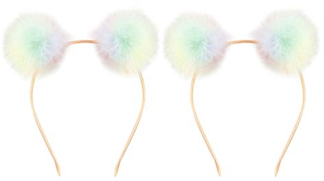 Amosfun 2 Stücke Plüsch Ball Haarreif Geburtstag Kopfschmuck Bommel Kopfbedeckung Stirnband Haarband für Baby Shower Mädchen Kinder Party Kostüm Deko