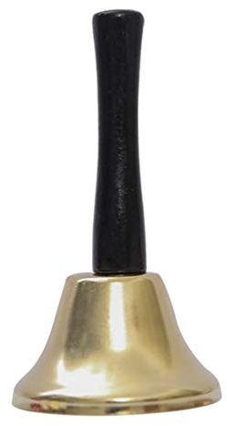 VALICLUD Weihnachten Handglocke Messing Tischglocke 6.5cm Gold Weihnachtsglocke Tischklingel Hand Glocke Rezeption Klingel für Kinder Schule Hund Nikolaus Kostüm Hotel Restaurant