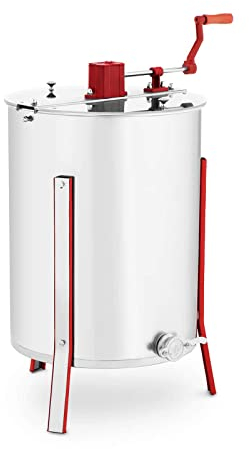 Wiesenfield WIHE-04201 Hochwertige Honigschleuder Edelstahl Tangentialschleuder Handantrieb 4 Waben