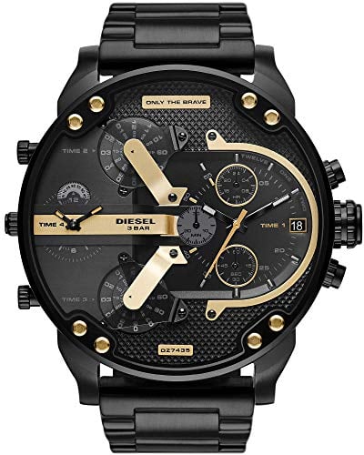 Diesel Herrenuhr Mr. Daddy 2.0, Chronographenwerk, 57 mm, schwarzes Edelstahlgehäuse mit Edelstahlarmband, DZ7435