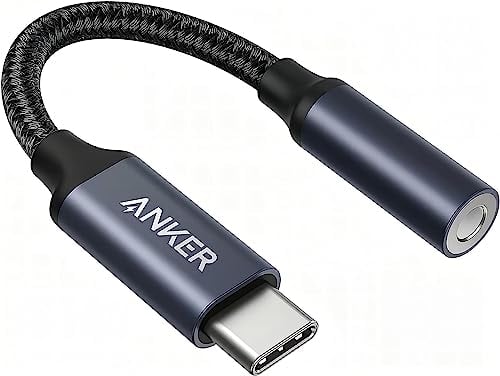 Anker USB-C auf 3.5mm Audio Adapter auf weiblichen Stecker, Nylon Kabel, kompatibel mit Samsung S20/S20+/S20 Ultra, Pixel 4/ + 4XL, und mehr