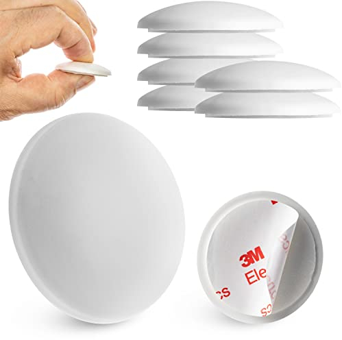 Türklinkenpuffer für Wände, 6 Stück, Ø 40 mm, in Weiß, selbstklebender Wandschutz für Türgriff, Türklinke, Fenstergriff, Anschlagdämpfer gegen Türanschlag, Türstopper Elastikpuffer, Wand Türpuffer