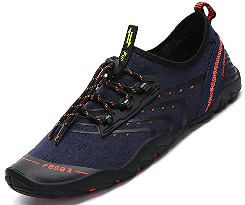SAGUARO Badeschuhe Damen Herren Wasserschuhe Schwimmschuhe Schnelltrocken Aquaschuhe Strandschuhe Leicht Neoprenschuhe Surfschuhe rutschfeste Tauchschuhe Wassersportschuhe Dunkelblau Gr.47 EU