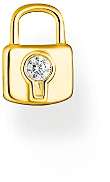THOMAS SABO Damen Ohrring Anhänger Schloss 925er Sterlingsilber 750er Gelbgold Vergoldung mit Zirkonia, EP016-414-14