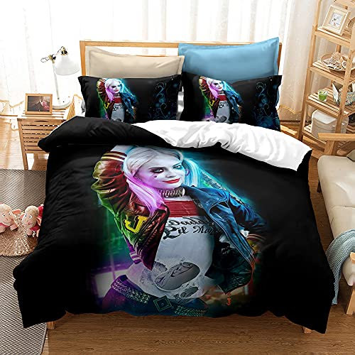 CHAOSE-DEB Bettbezug Einzelbett Bettbezug Set Und Harley Quinn Bettwäsche Anti-Falten Cove (Stil 04,135 x 200 cm)