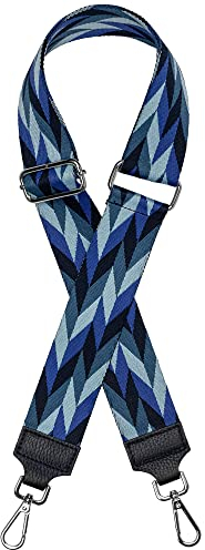 Caspar BSG04 breiter Leder/Textil Schultergurt mit silberfarbenem Karabiner für Handtaschen, Farbe:blau, Accessoires:One Size