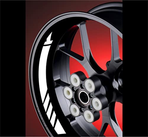 DualColorStampe Adesivi interno cerchi moto 17 POLLICI Compatibili con Ducati Suzuki Kawasaki Honda Triumph cerchioni gomme strisce COD.D0055(Bianco)