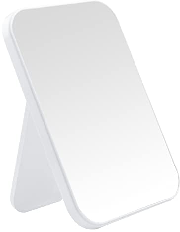 DVHOK 8-Inch Desktop Makeup Mirror, Portable Princess Mirror,Table Desk Wall Hanging Dual-Purpose Square Mirror White