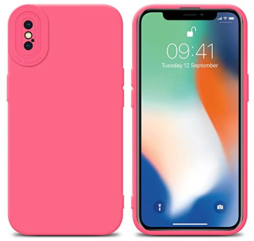 Cadorabo Hülle kompatibel mit Apple iPhone X/XS Schutzhülle TPU Silikon Case Liquid Design mit Kameraschutz Slim Kratzfest Weiche Gummi mit Rundumschutz Case Hülle für iPhone X/XS in Rot