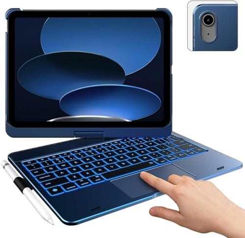typecase Flexbook - Funda con teclado táctil para iPad de 10ª generación (2022) de 10.9 pulgadas, panel táctil, retroiluminación exclusiva de 10 colores, ángulo de visión giratorio de 360°, Bluetooth,