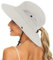 INOGIH Damen Sonnenhut mit breiter Krempe - UV-Schutz Fischerhüte Eimer Wandern Outdoor Hut mit Loch für Pferdeschwanz, beige, M