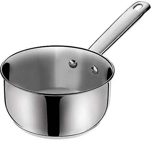 KADAX Casserole Pot with Handle, 1L/1.5L Cooking Pot Made of Robust Steel, Milk Pot with Long Handle and Pouring Rim, Universal Pot, Butter Pan, Sauce Pot (Silver 2/16 cm)